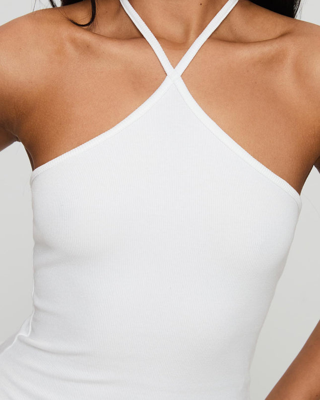Baseline Halter Rib Top White