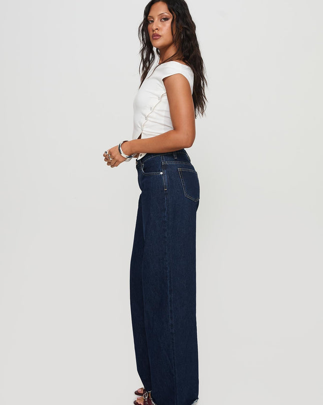 Darla Low Rise Straight Leg Jean Dark Blue Wash