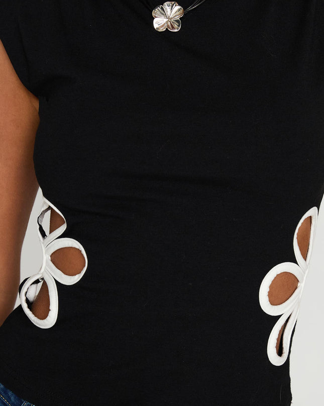 Currents Cut Out Detail Top Black