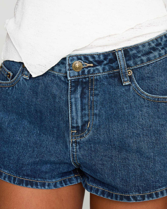 Dreamful Low Rise Mini Denim Shorts Dark Blue Wash