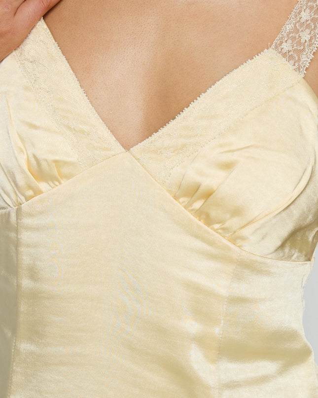 Sybelle Lace Drop Waist Mini Dress Yellow