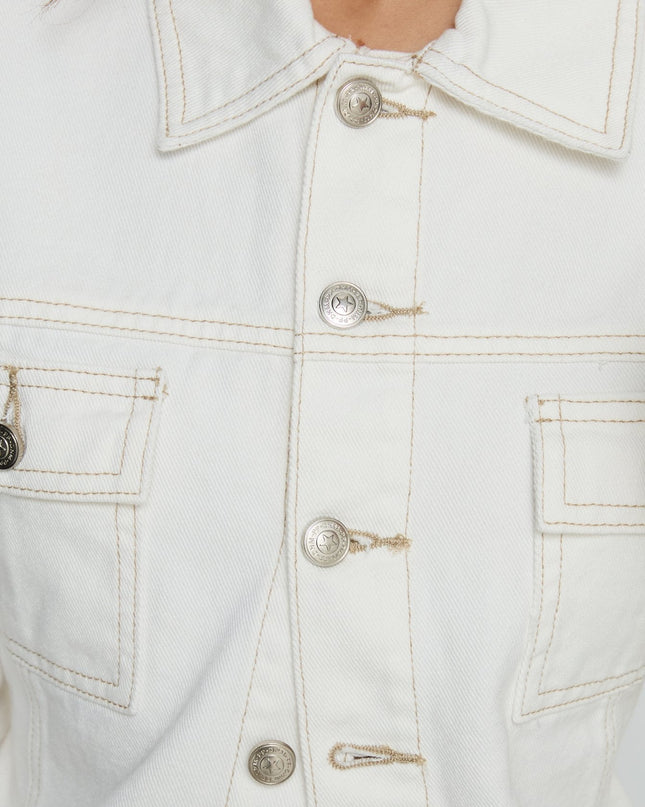 Caresse Cinched Denim Jacket White