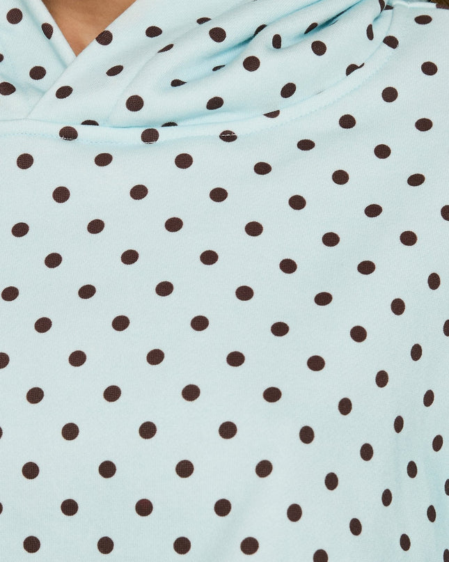 Mayse Bubble Hem Cropped Hoodie Blue Polka Dot