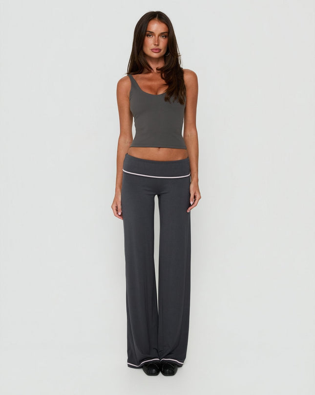 Daily Define V Neck Tank Top Charcoal