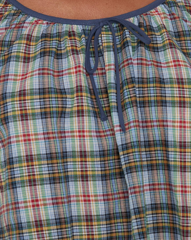 Luisetta Babydoll Top Blue Plaid