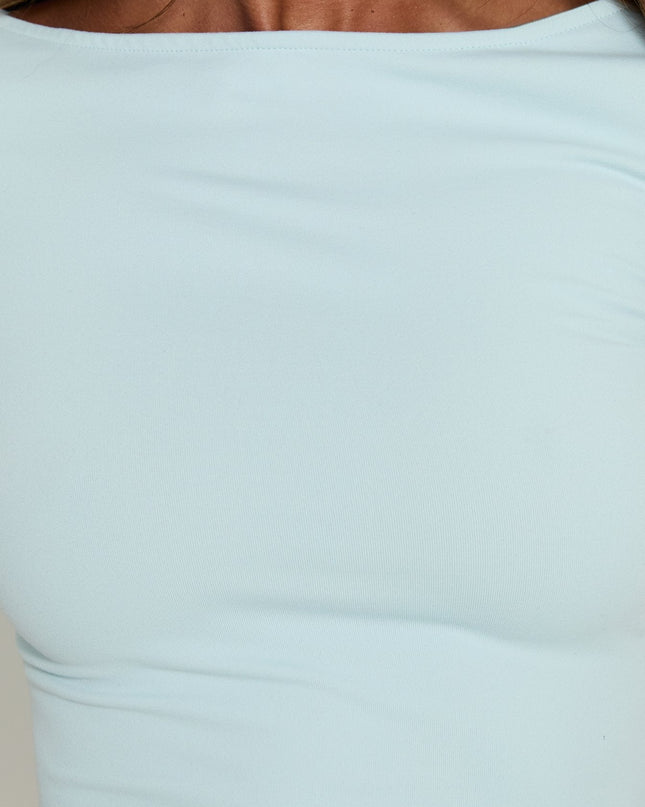 Daily Define Boatneck 3/4 Sleeve Top Icy Blue