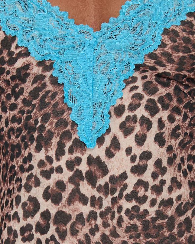 Call My Lover Lace Mini Slip Dress Animal / Blue