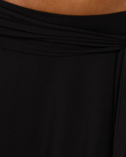 Soft Focus Tie Waist Midi Skirt Black