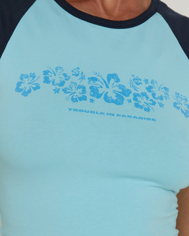 Trouble In Paradise Graphic Tank Top Blue