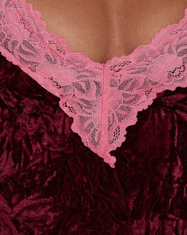 Call My Lover Velvet Lace Slip Mini Dress Plum / Pink