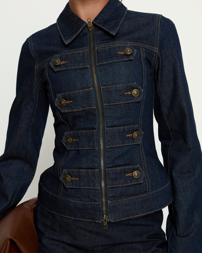 Cristen Cadet Buckle Denim Jacket Indigo
