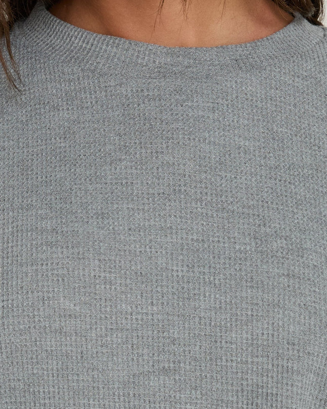 Arlla Waffle Jersey Long Sleeve Top Grey