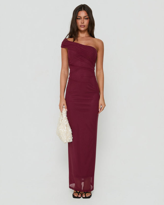 Spritzia One Shoulder Maxi Dress Plum