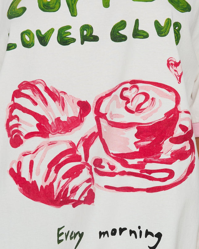 Coffee Lover Oversized Graphic Tee White / Multi