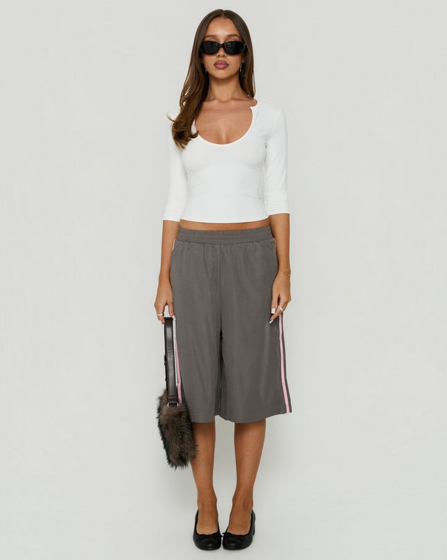 Daily Define Scoop Neckline 3/4 Sleeve Top White
