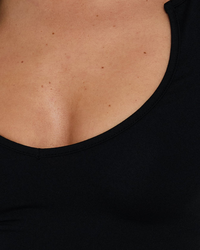 Daily Define Scoop Neckline 3/4 Sleeve Top Black