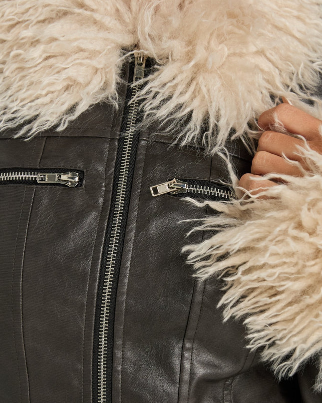 West Coaster Faux Leather Fitted Jacket Black