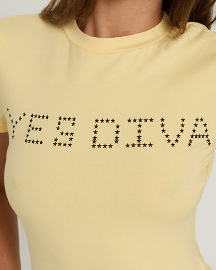 Yes Diva Graphic Baby Tee Yellow