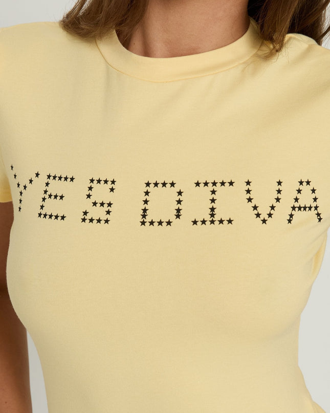Yes Diva Graphic Baby Tee Yellow