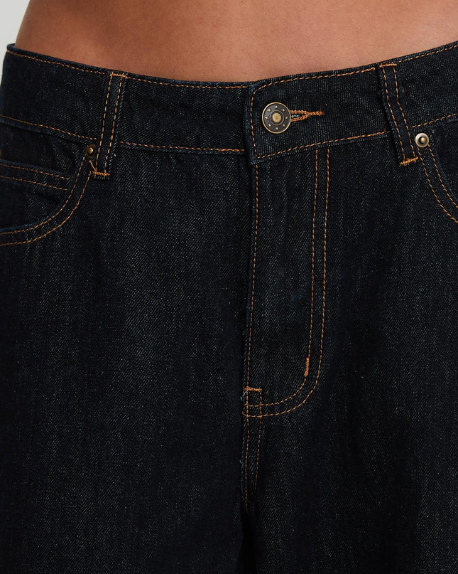 Top Model Low Rise Straight Leg Cuffed Jean Dark Denim