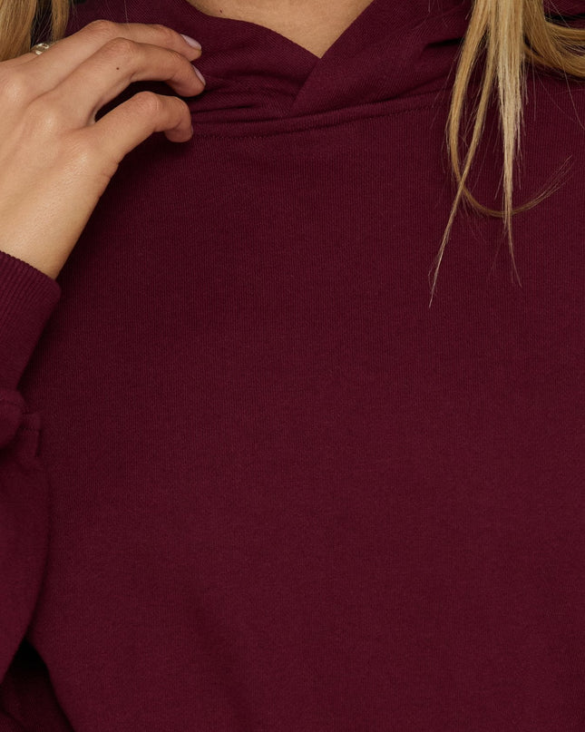 Mayse Bubble Hem Cropped Hoodie Cherry