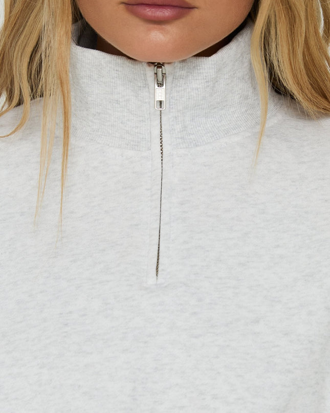 Astridd 3/4 Zip Cropped Jumper Grey Marle