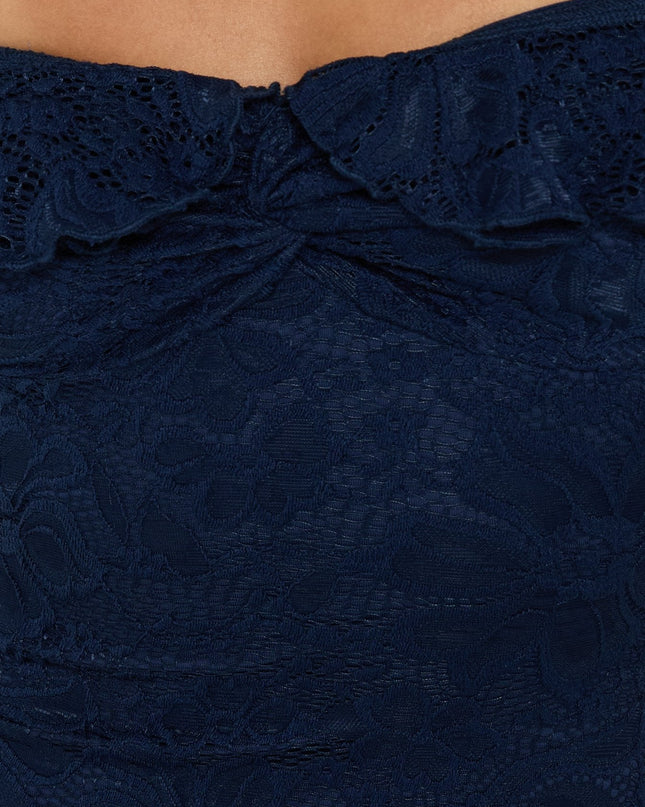 Anabeila Strapless Frill Mini Dress Navy