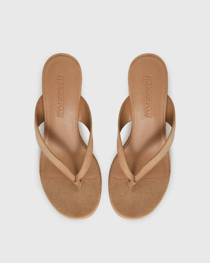 Kamiko Wedged Heels Tan Faux Suede