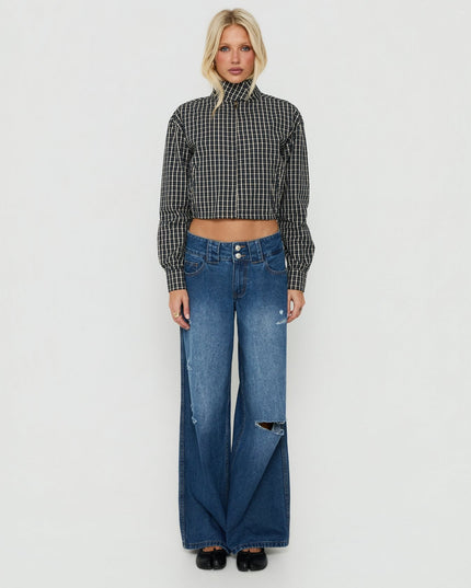 Aura Jacket Navy / Lemon Plaid