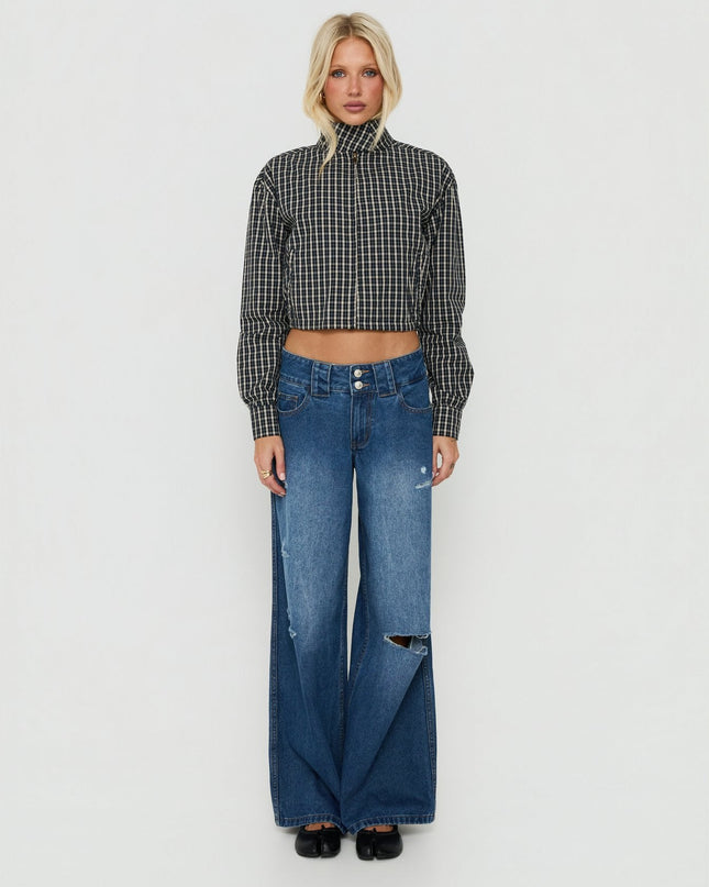 Aura Jacket Navy / Lemon Plaid