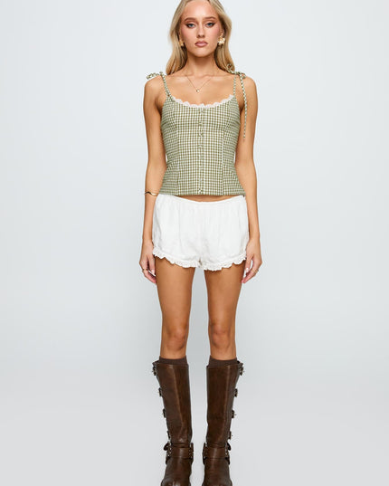 Dalanie Tie Strap Top Green Check