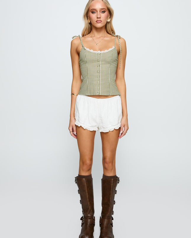 Dalanie Tie Strap Top Green Check