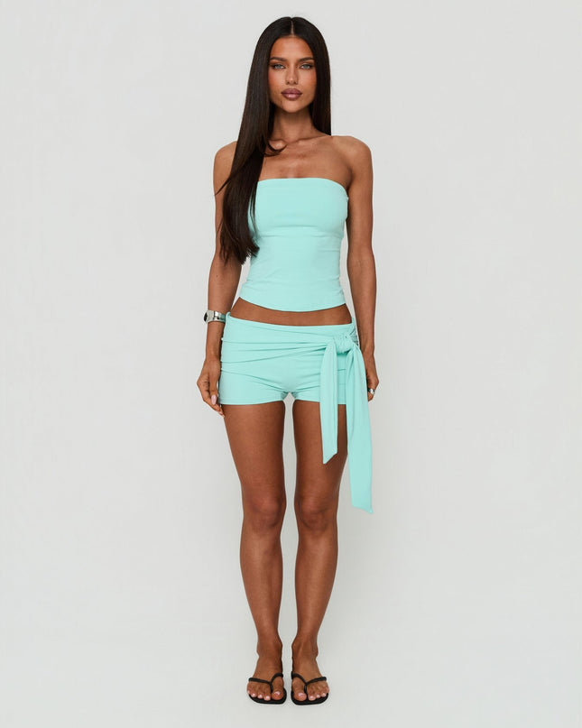 Daily Define Tie Waist Micro Shorts Turquoise