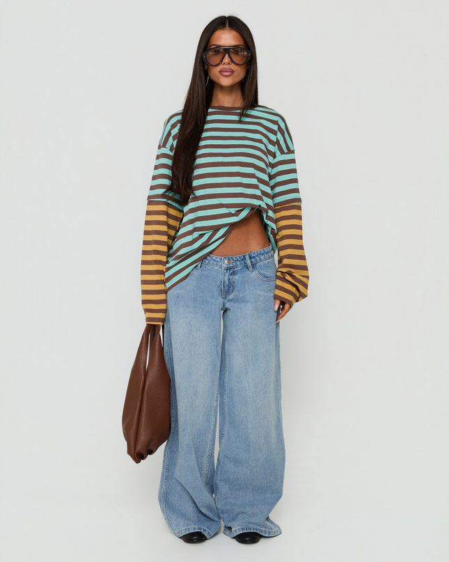 Jorgiah Layered Long Sleeve Top Multi Stripe