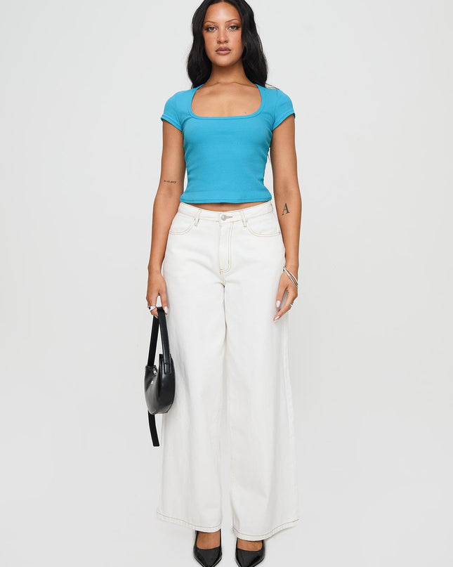 Baseline Square Neck Rib Top Blue