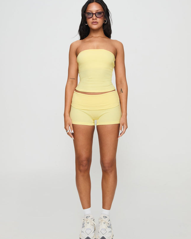 Baseline Low Rise Rib Shorts Yellow
