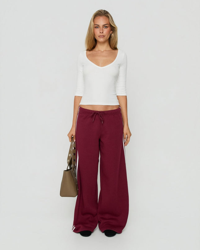 Kennah Wide Leg Sweat Pants Cherry