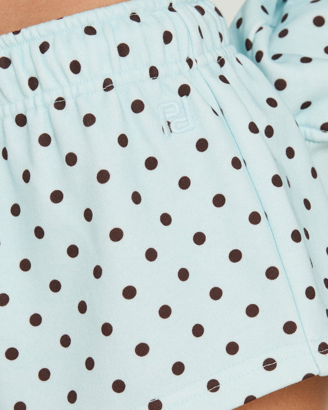 Quinncy Low Rise Sweat Shorts Blue Polka Dot