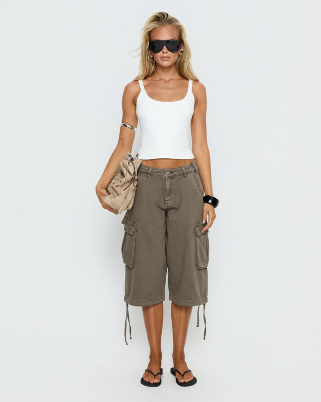Hudsen Longline Cargo Shorts Khaki