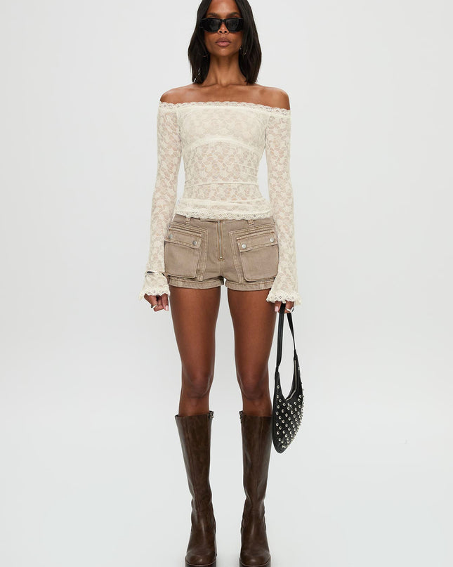 Mochapella Off The Shoulder Top White