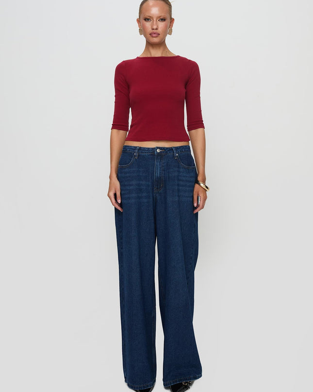 Elaia 3/4 Sleeve Top Red
