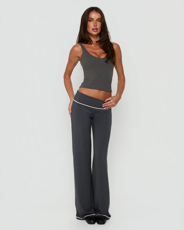 Daily Define V Neck Tank Top Charcoal