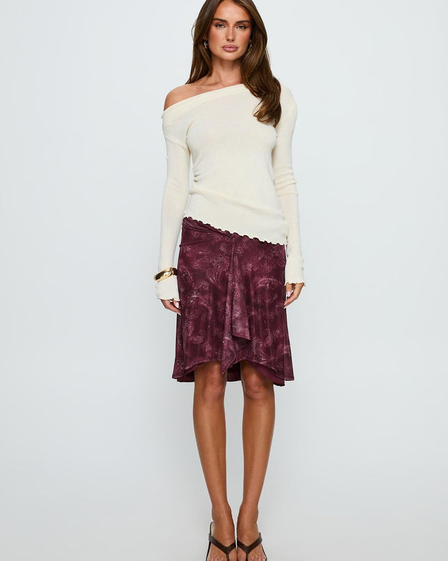 Monna Wide Neck Long Sleeve Top Cream