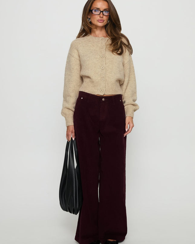 Jacynda Low Waist Wide Leg Corduroy Jeans Currant