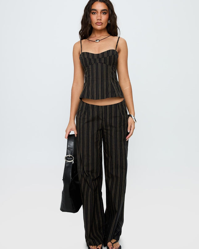 Kierstyn Corset Set Black Stripe
