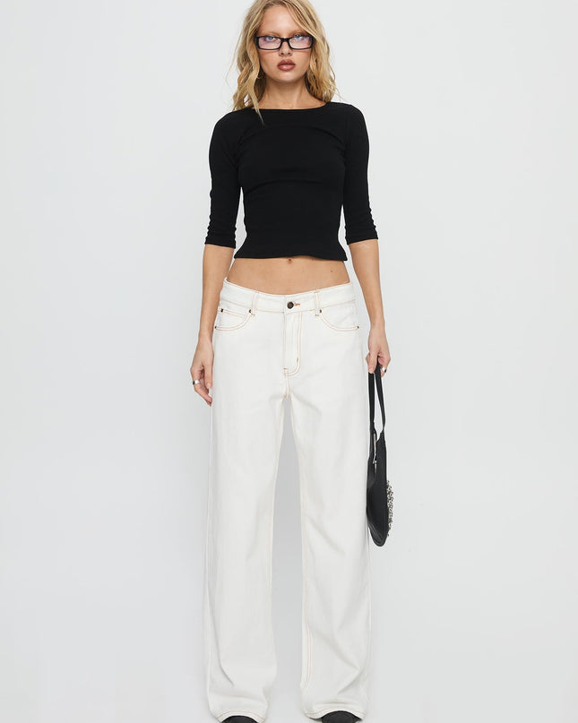 Top Model Low Rise Straight Leg Jeans Porcelain