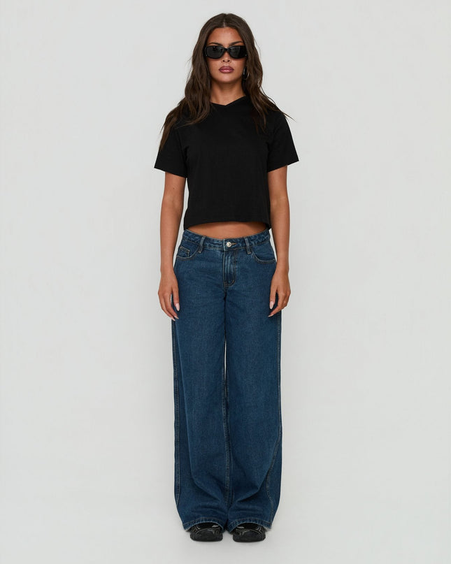 Dealia High V Boxy Tee Black