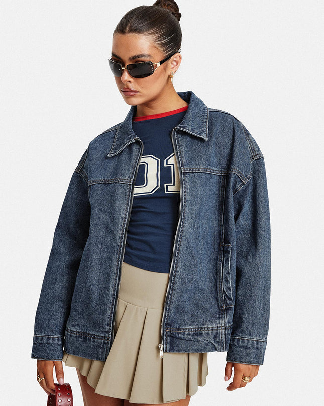 Goldsmith Denim Bomber Jacket Mid Wash