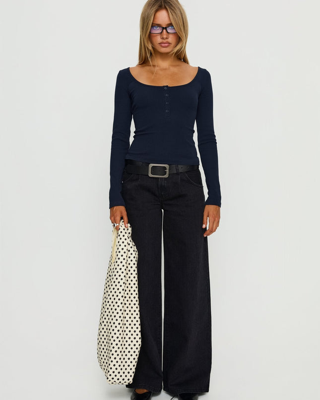 Supercut Low Rise Baggy Pleat Jeans Washed Black