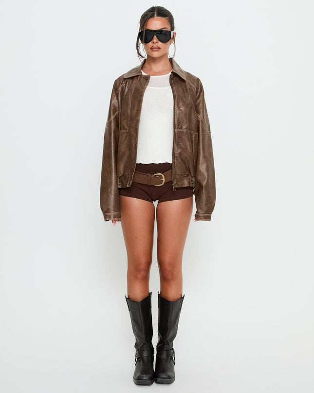 Jaxton Faux Leather Jacket Light Brown